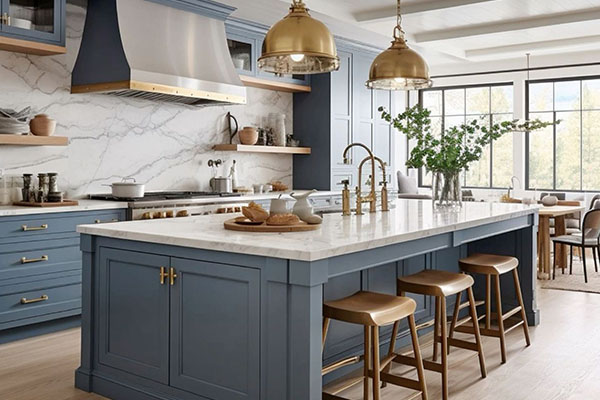blue gray kitchen cabinets​