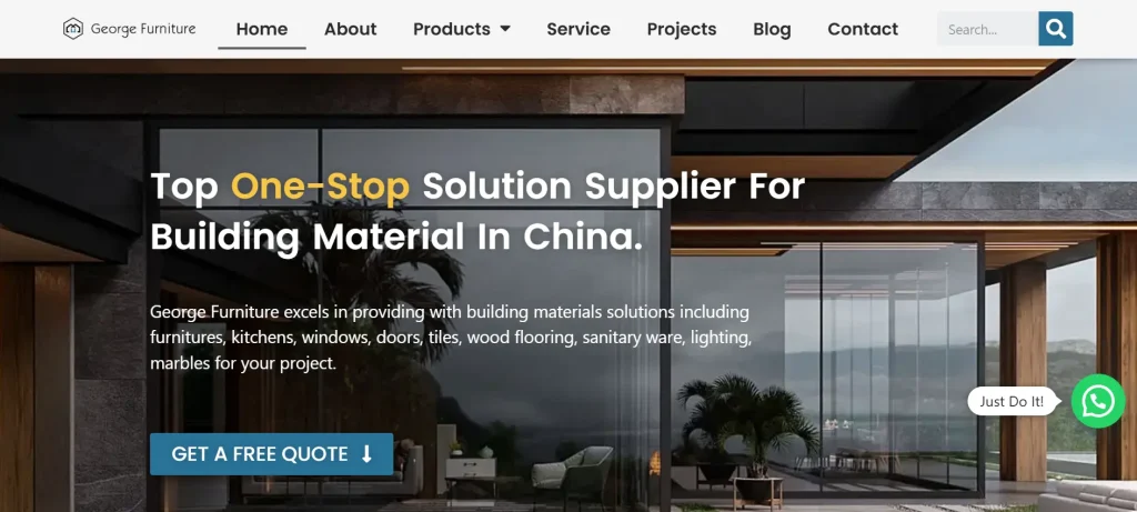 Website interface of George Furniture- An affordable Chinese closet manufacturer