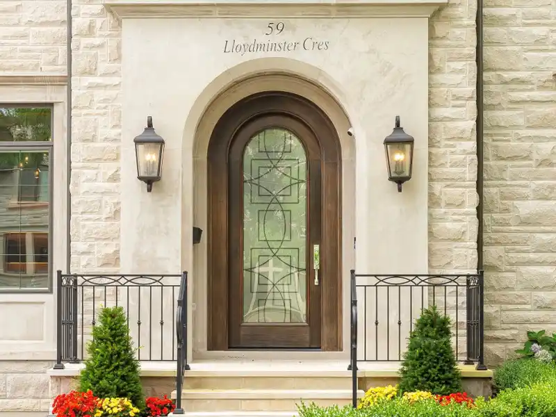 front door with glass